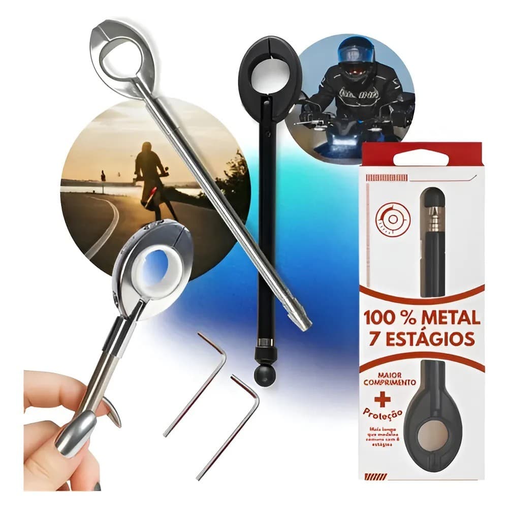 Antena Guidão Moto Corta Linha De Pipa Proteção Retrátil