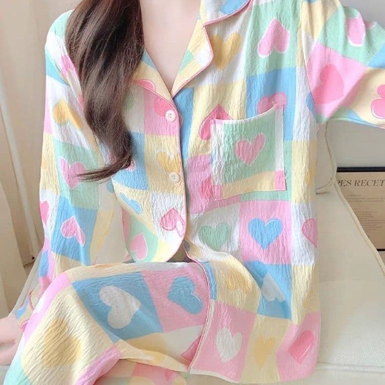 Novo estilo pijamas femininos primavera outono 2025 novo estilo pode usar fora doce senhoras calças de manga comprida te