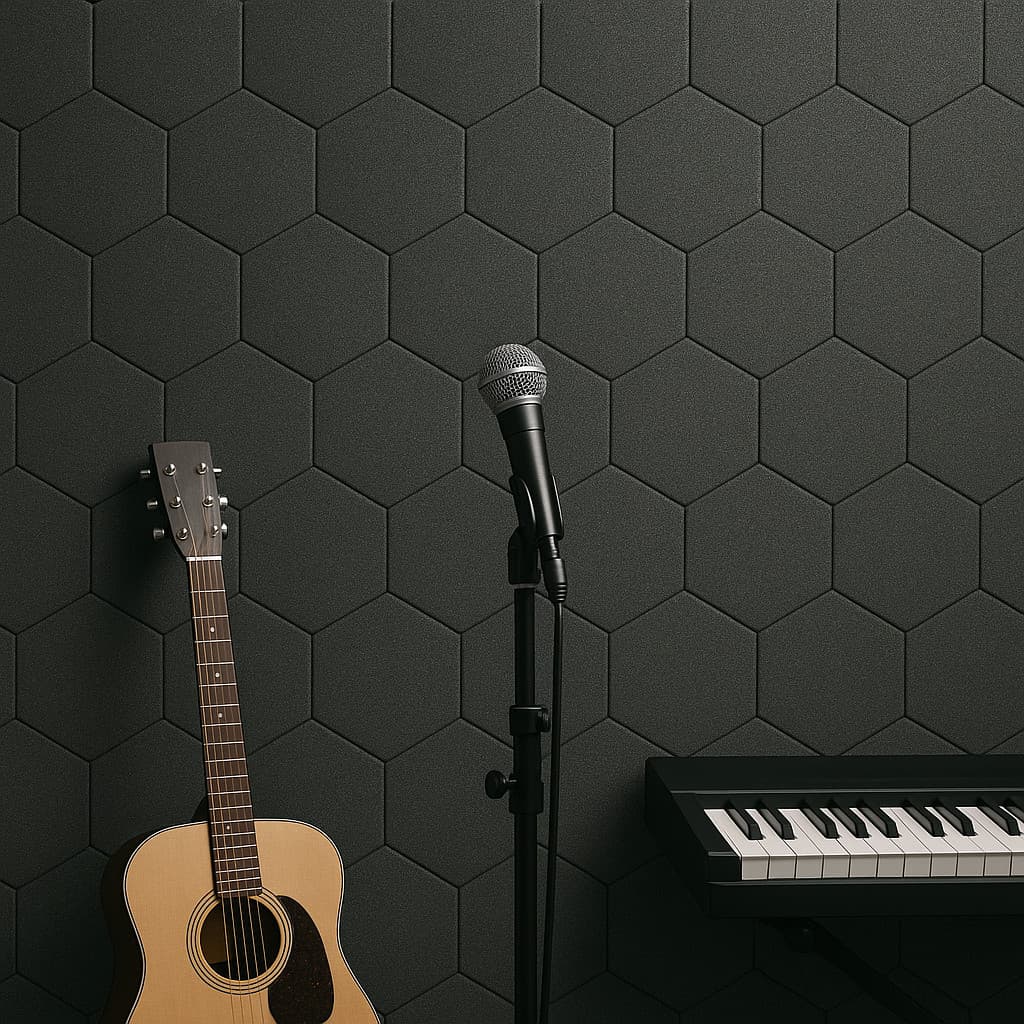 10 Espuma de Tratamento Colmeia Acustico Hexagonal p/ Abafar Som 30x2cm Decoração Estudio Gravação Podcast