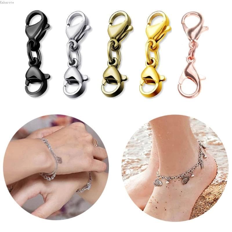 8 Peças Fecho Lagosta Design Extremidade Dupla Colar Fechos E Extensor Abertura Joias