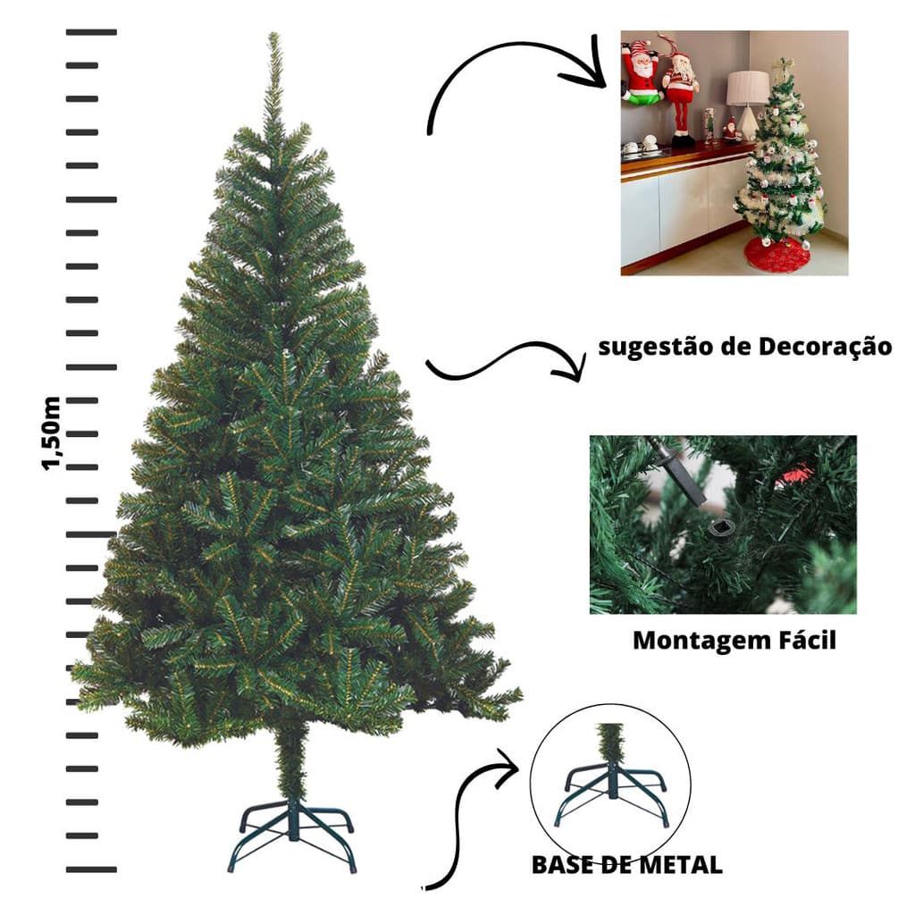 Árvore De Natal Porte Pequeno, Médio e Grande De 180 Cm a 210cm Artificial Galhos Cheios Decoração