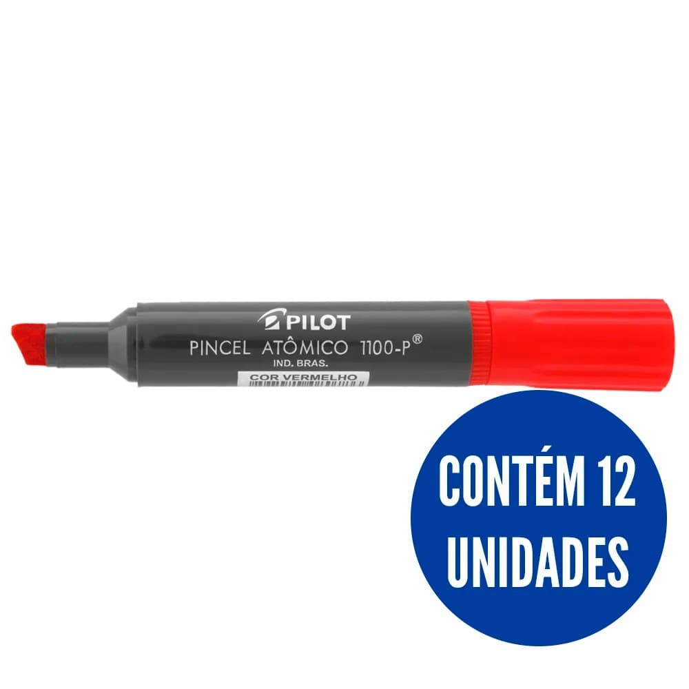 Caixa Pincel atômico recarregável vermelho 1100-P c/12 un Pilot