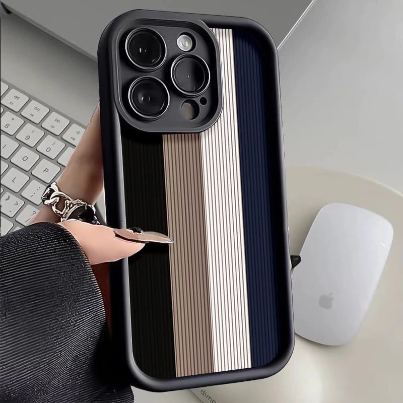 Capinha Capa Para iPhone 11 12 13 14 15 16 Pro Max Plus 17 AIR PRO MAX listras De Silicone Anti-impacto