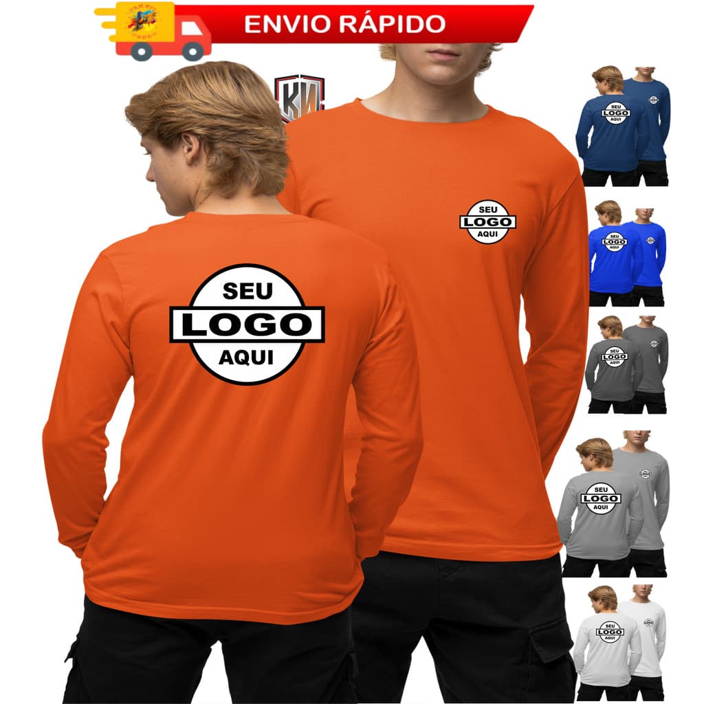 Camiseta Manga Longa Personalizada | Seu Logo Aqui | Unissex | Variadas Cores | Envio Rápido