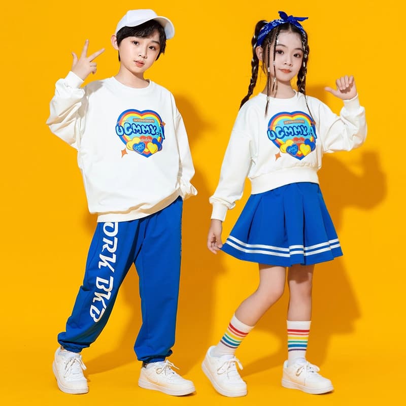 Alunos do ensino fundamental Jogos Uniformes de classe Grupo Crianças Trajes de torcida Coro Cheerleading Trajes de Perf
