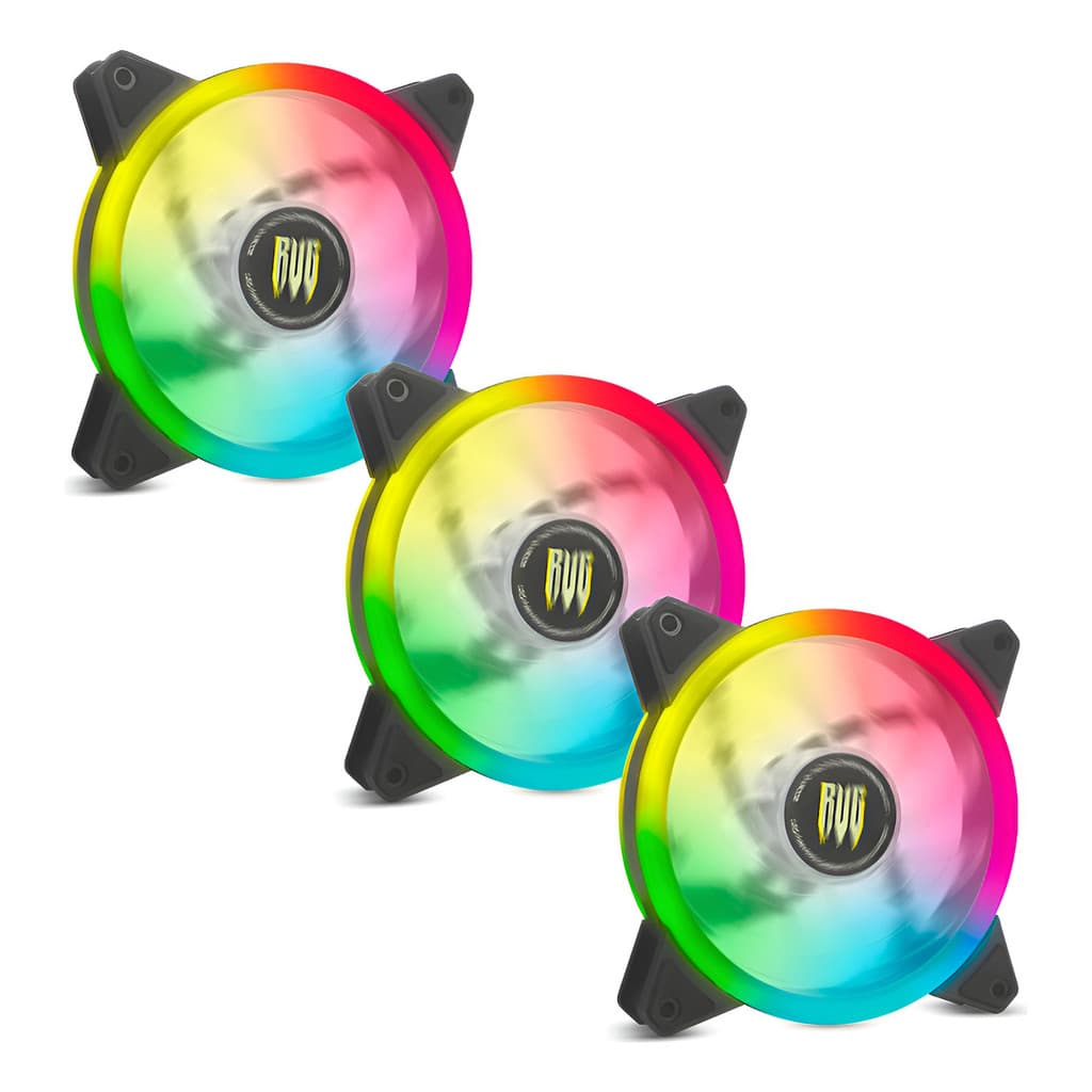 Kit 3 Fans Cooler Led Rgb 120mm Ventoinha Gabinete Pc Gamer