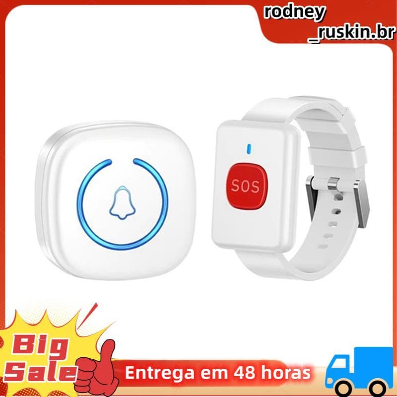Pager Botão De Chamada De Emergência Relógio Sem Fio SOS Para Idosos Crianças Sistema Paciente Eua Plug Branco