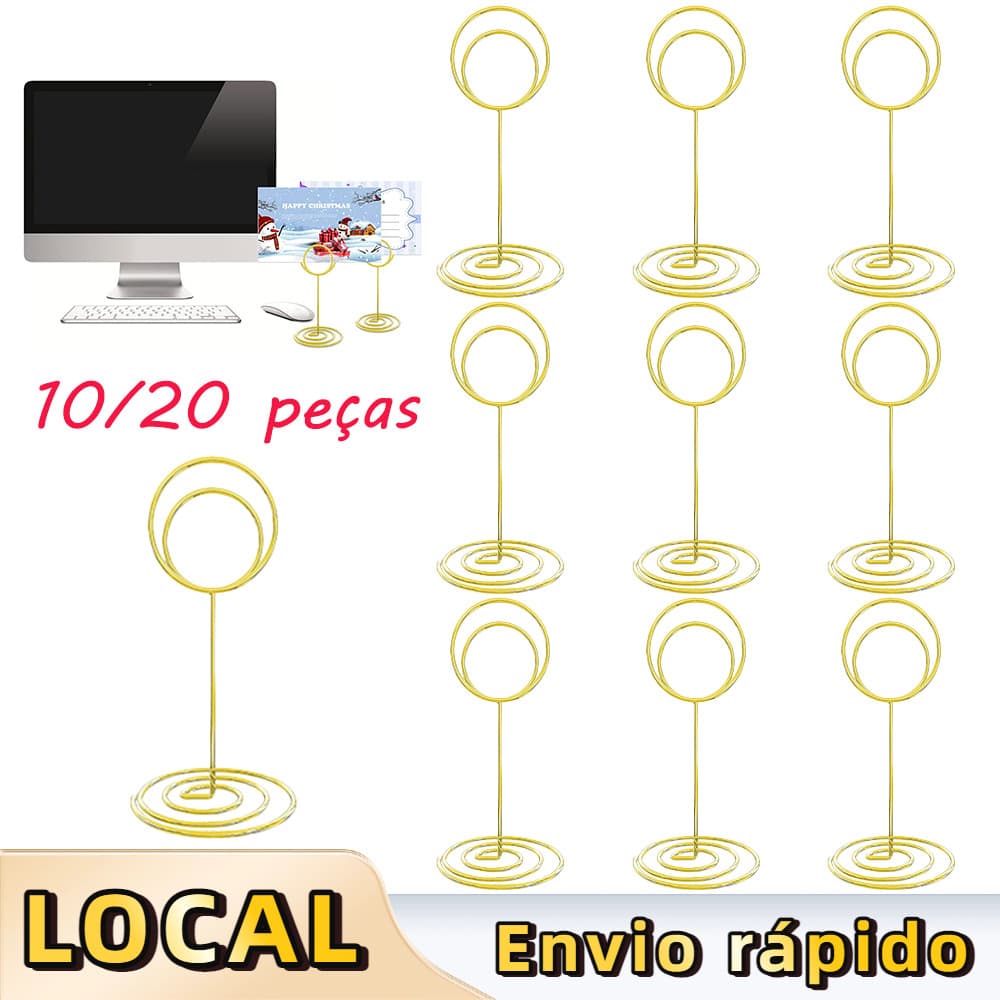 10/20 suportes para números de mesa, mini porta-cartões redondos,8,5 cm para festa de casamento, formatura (ouro)