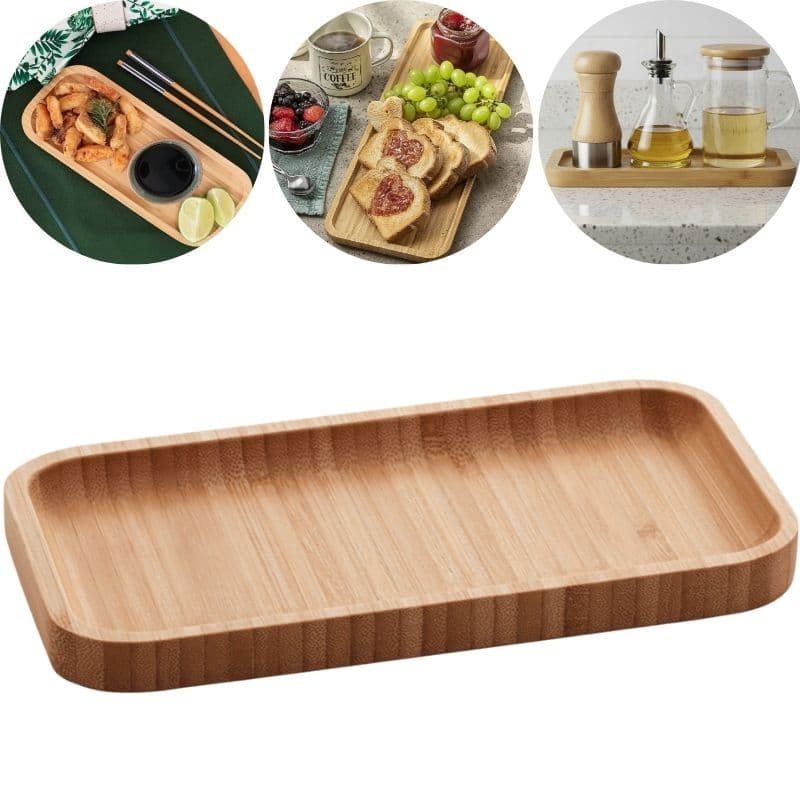 Bandeja Decorativa Apoio Retângular de Bambu Petisqueira Travessa Hire 28cm x 11cm x 1,5 Lyor