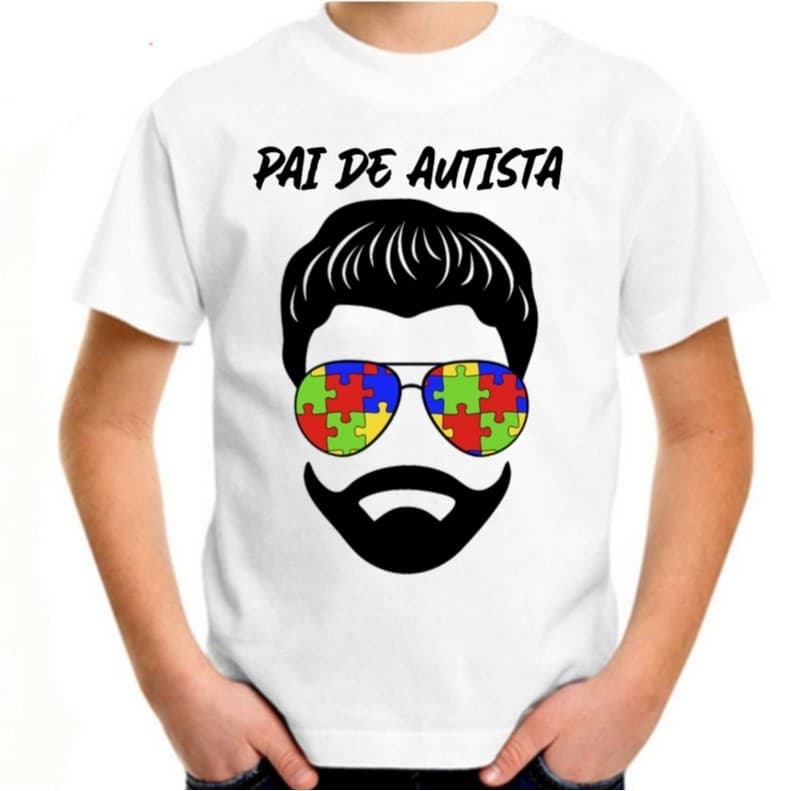 T-shirt Camiseta Premium Pai de Autista Óculos Envio Imediado Algodão