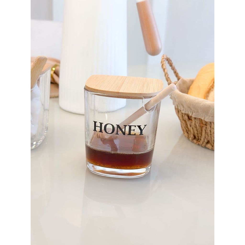 Meleira de Vidro com Tampa e Pegador de Bambu Wolff Basic Ideal Cantinho do Café e Mesa Posta