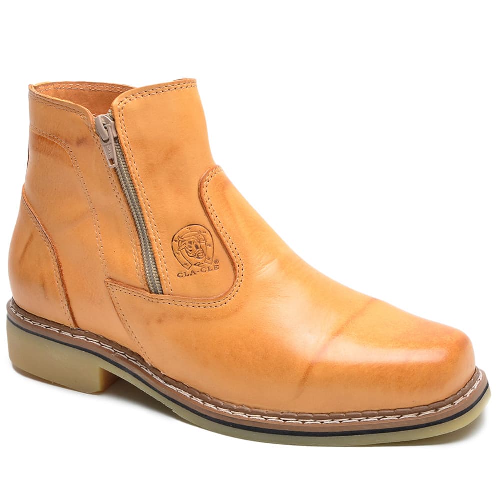 Bota Coturno Masculina em Couro 050-Q com Zíper Lateral