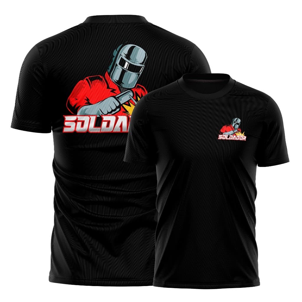 viniele apresenta camiseta 100% algodão CAMISETA  Camiseta Soldador Profissional Uniforme Trabalho Oficina Dry Fit Confo