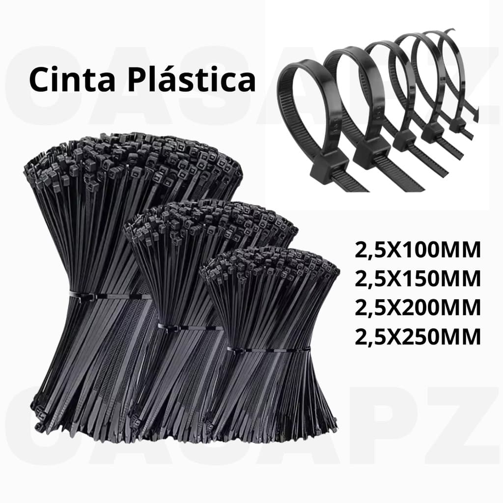 Cinta Plástica Abraçadeira Enforca Gato Nylon Preto Várias Medidas e Tamanhos