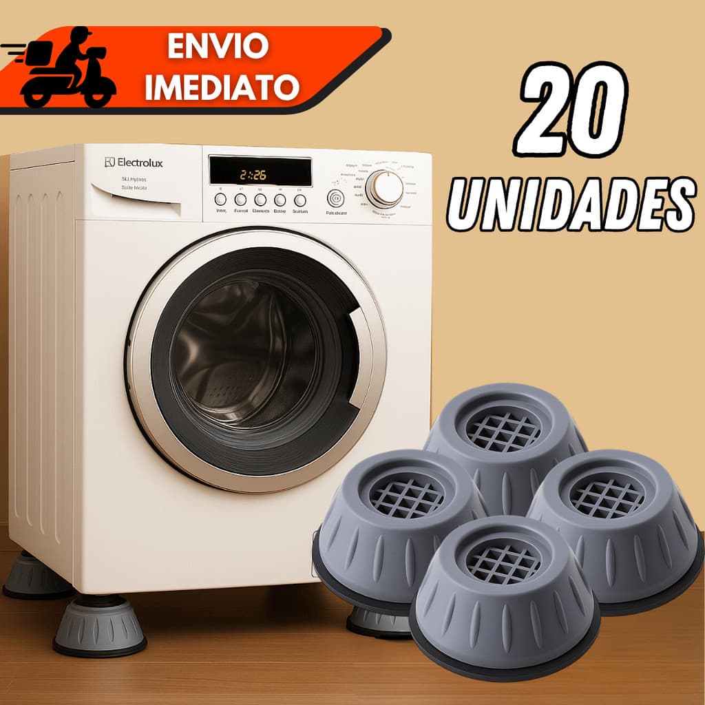 🏷️ Kit 4/8/12/16/20 Pés Suporte Anti Vibração HU54560 P/ Máquina de Lavar Geladeira Fogão Sofá Mesa
