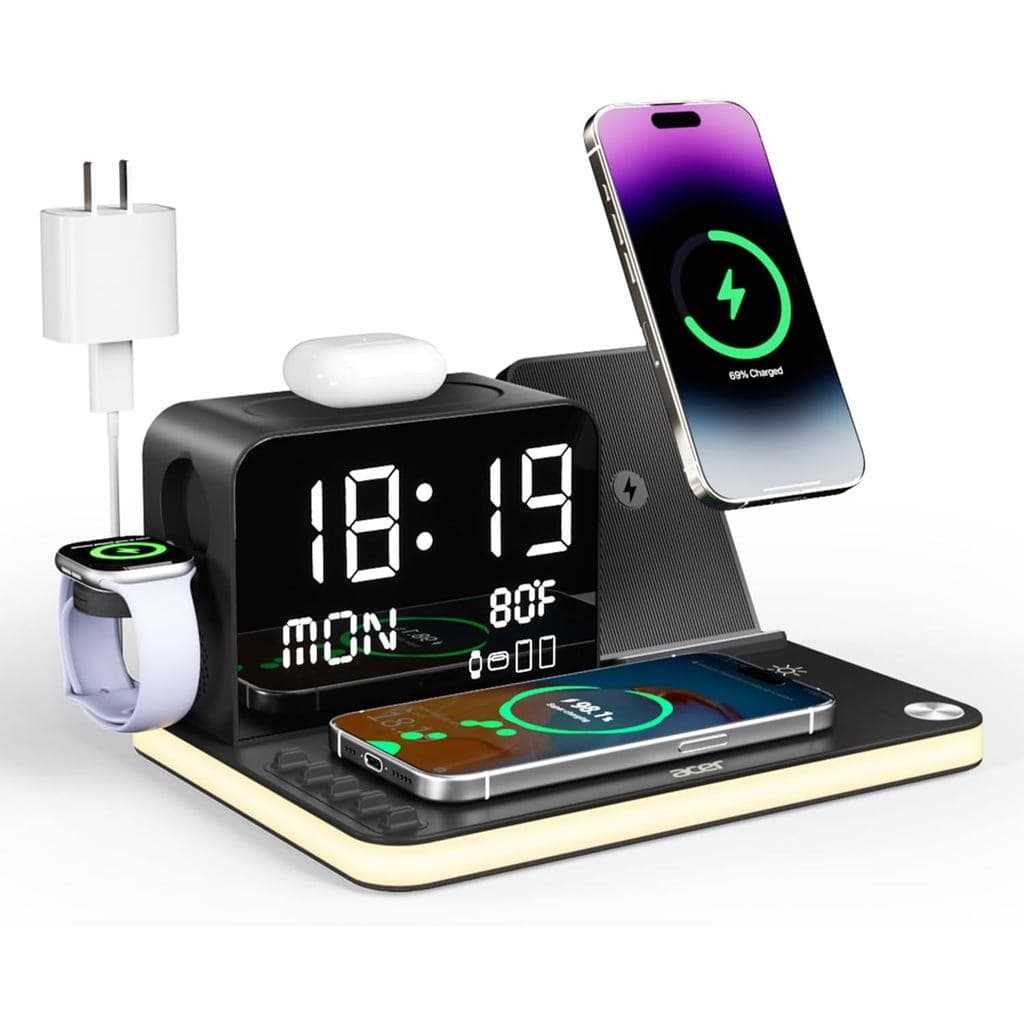 Estação de Carregamento Sem Fio Acer 7 em 1: Suporte Carregador para Múltiplos Dispositivos da Apple - iPhone 16 15 14 1