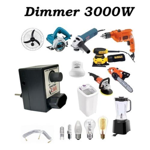 Dimmer Controlador de Velocidade 3000W Bivolt Universal com Tomada - Lixadeira