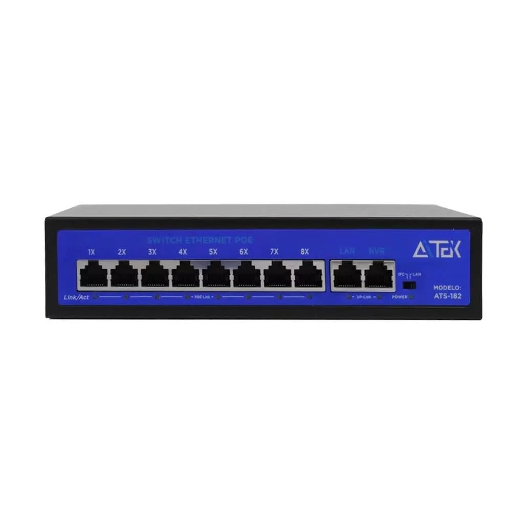 SWITCH POE 8 PORTAS RJ45 10/100/1000 UPLINK 2 ATS-182 AITEK