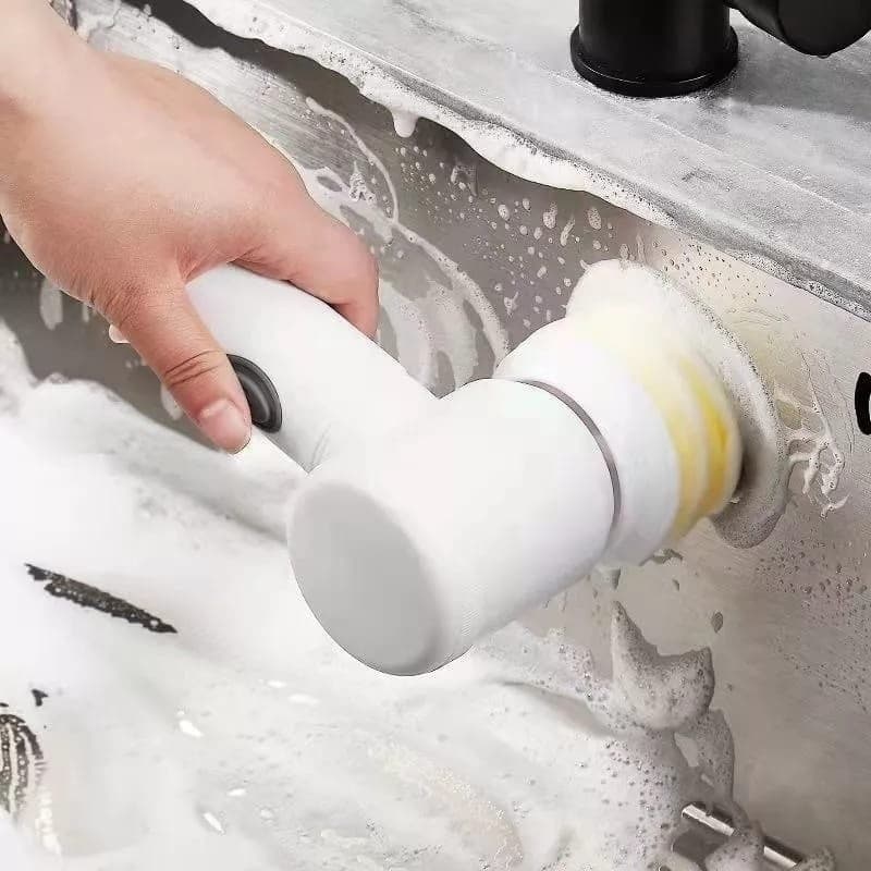 Escova Elétrica 5 em 1 Ferramenta Multiuso Prática para Limpar Janelas Banheiro e Cozinha