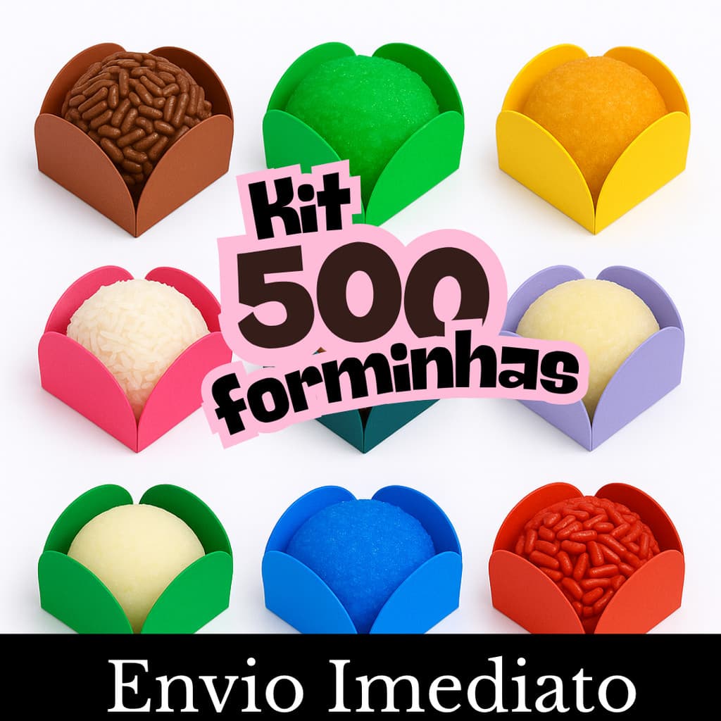 kit 500 Forminha 4 Pétalas Colorida para Doces e Bombons