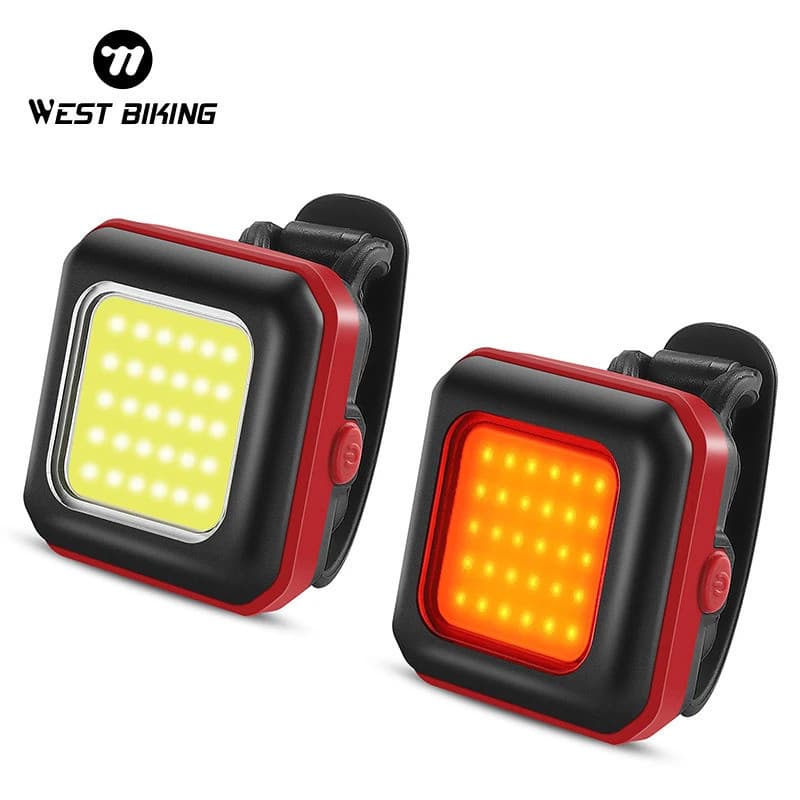 Luzes Mini Dianteiras/Traseiras para Bicicleta WEST BIKING, Luzes LED Recarregáveis, Lanterna de Alta Visibilidade IP45
