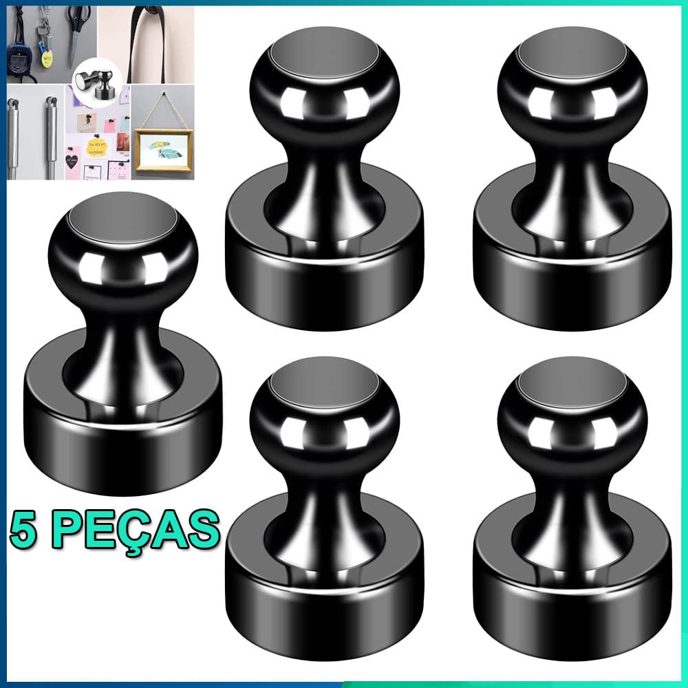5 Pçs Preto  Forte Neodímio Magnético Pinos Otário Percevejo Ímã De Aço Durável Push Pin Para Geladeira Quadro Branco