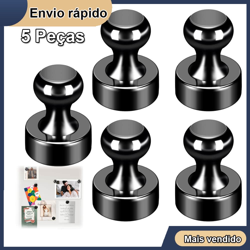 5 Pçs Preto Super Forte Ímã De Neodímio Pinos Magnéticos Otário Percevejo Aço Push Pin Para Geladeira Quadro