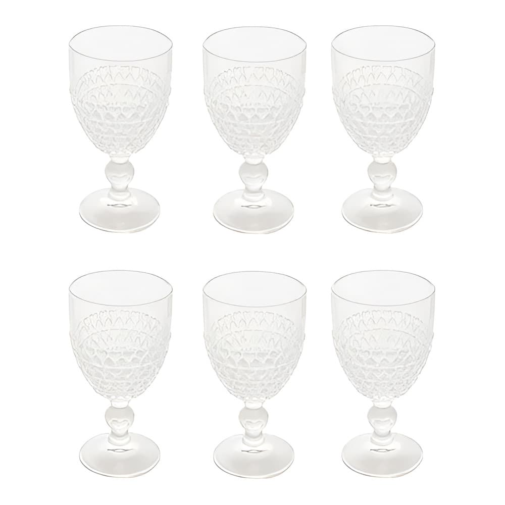 Jogo De Copos Taças 6 Unidades 320ml Para Agua Vidro Cristal Coração Lyor