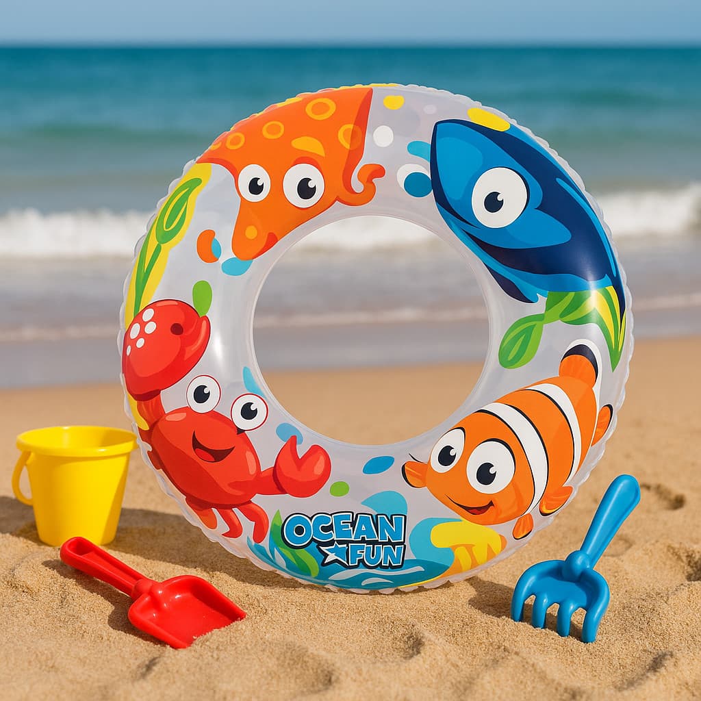 Bóia Infantil Circular Para Piscina Praia Oceano Fun Translúcida 50 Cm