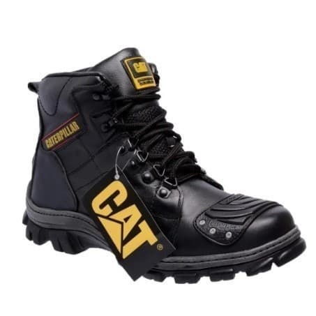 Bota impermeável Motoqueiro Caterpillar Preta em Couro para Motociclista
