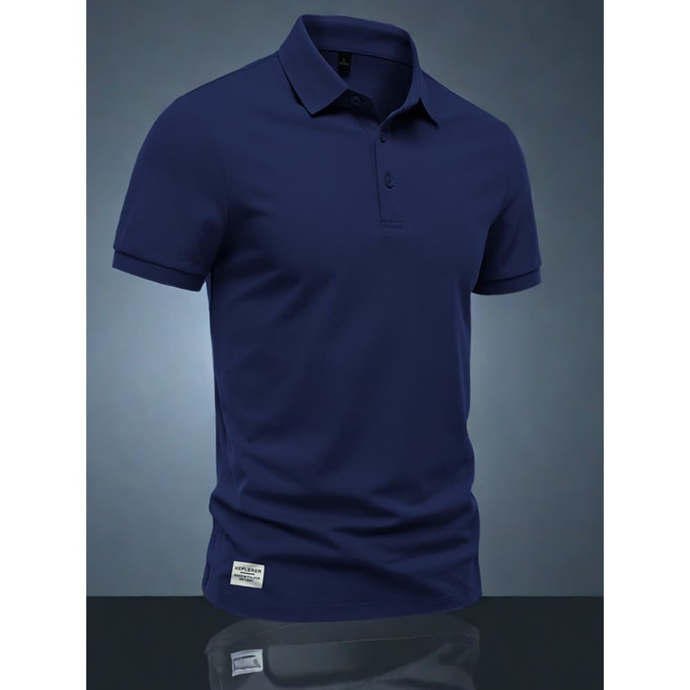 Camisa Polo masculina estilo inchado bonito High-End verão Casual masculino de manga curta camiseta meia manga macia cor