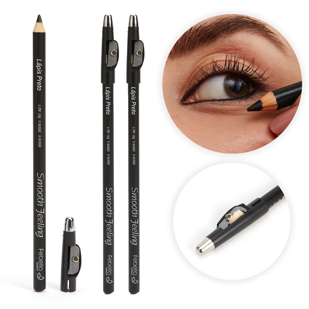 Lápis para os Olhos com Apontador/Sobrancelhas e para Delinear Febella