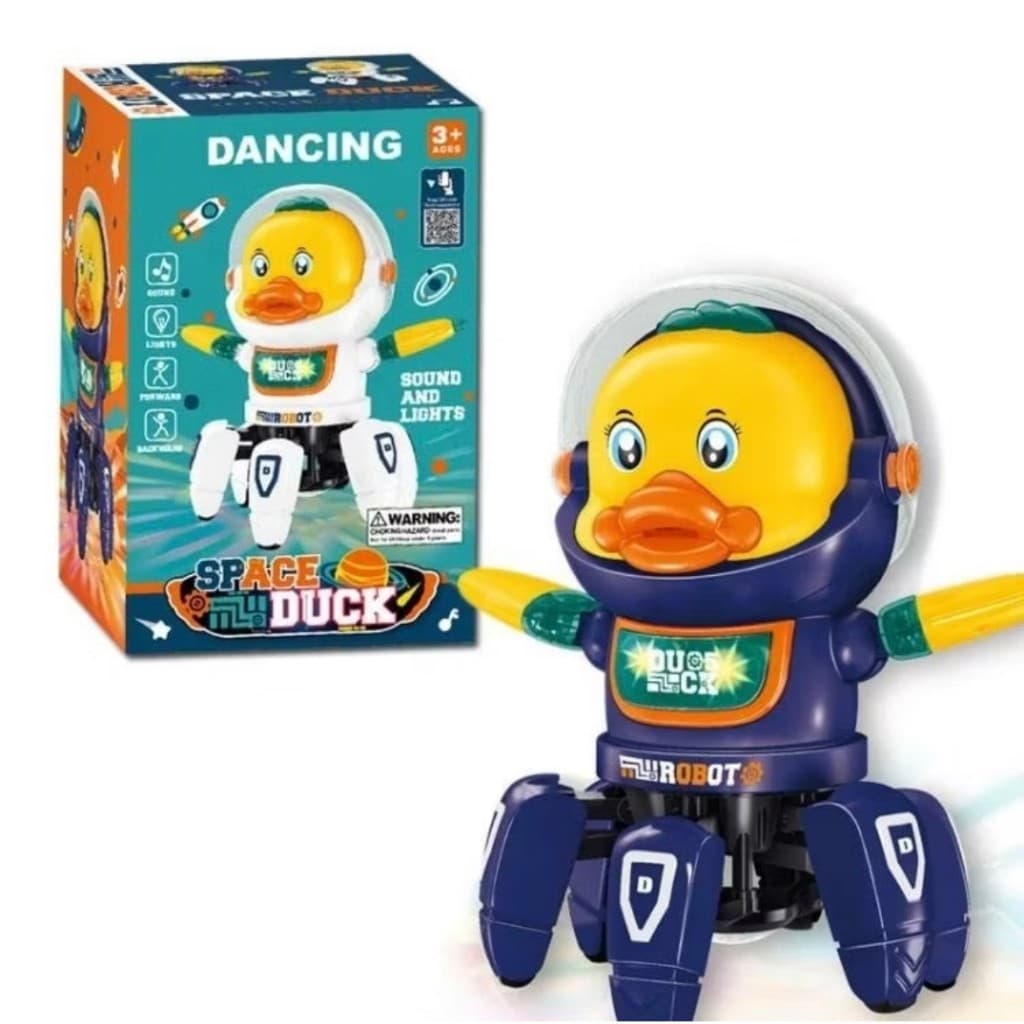 Robô Infantil Musical Pato Espaço Com 6 Pernas Som E Luz