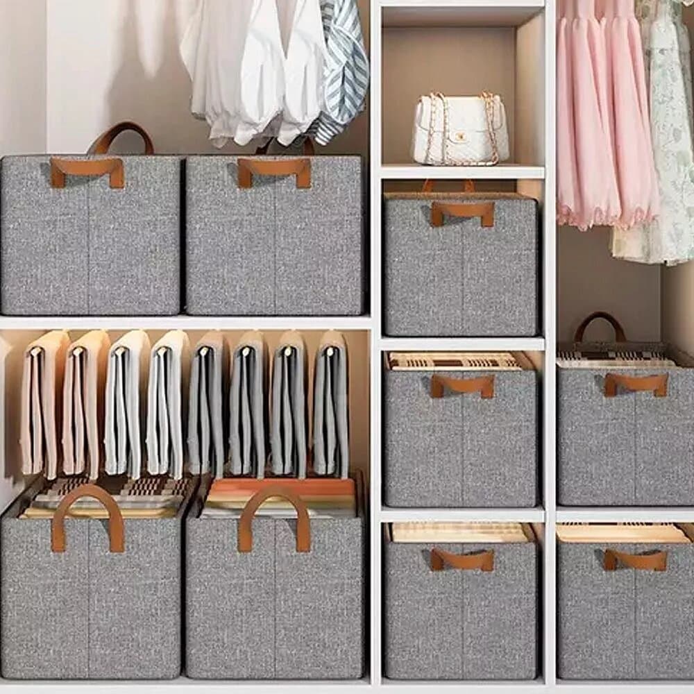 kit 5ps Caixa organizadora dobrável em tecido Oxford resistente à umidade para guarda roupa de casal