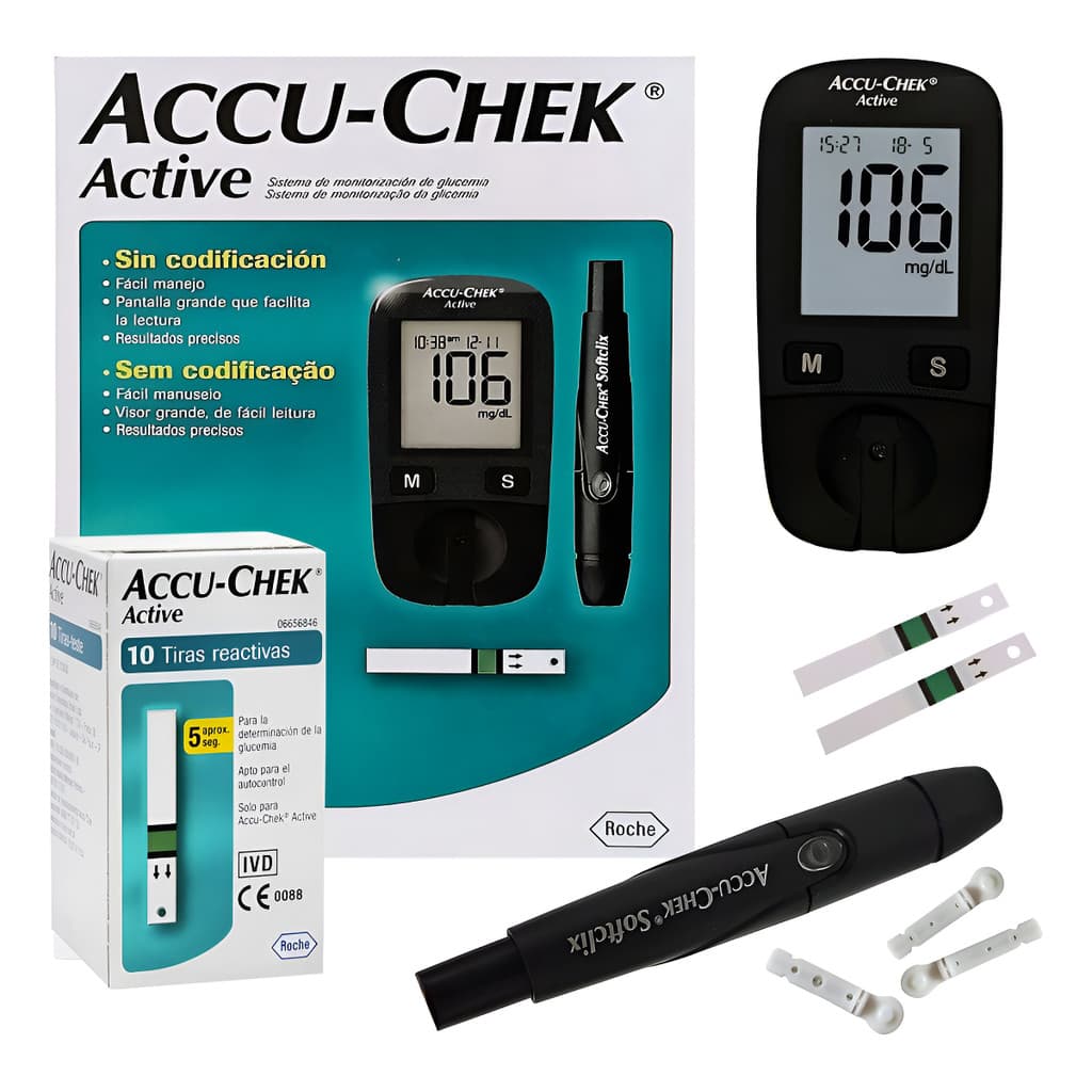 Kit Medidor De Glicose Completo Accu-chek Active Roche
