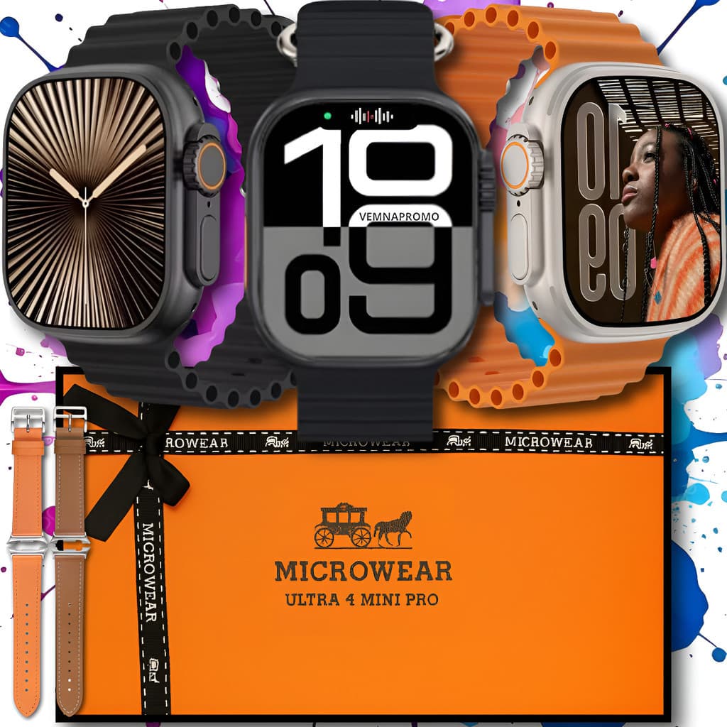 Relógio Inteligente Smartwatch Ultra 4 Mini Pro Série 11 Tela Amoled 1gb Responde Mensagem Microwear
