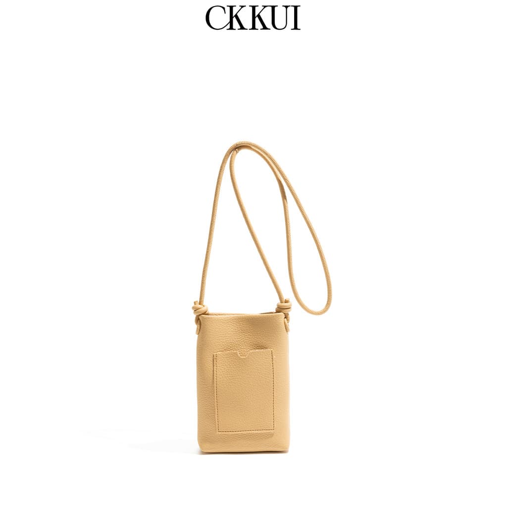 CKKUI Minimalista Textura Premium Bolsa de Couro Macio pu Padrão de Lichia Bolsa Pequena para Celular Estilo Preguiçoso