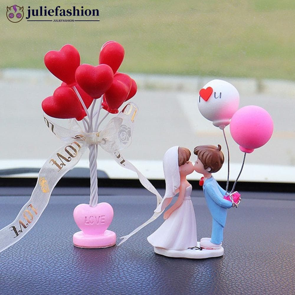 JULIEFASHION 2 Pçs/Set Boneca De Painel De Carro Adorável Noivo E Noiva Balão Pad Ornamento Decoração Com Banco Auto Ace