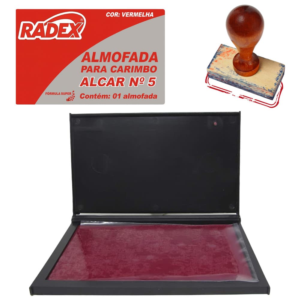 Almofada Para Carimbo Carimbeira Extra Grande 17,5cm x 18,5cm Cor Vermelha