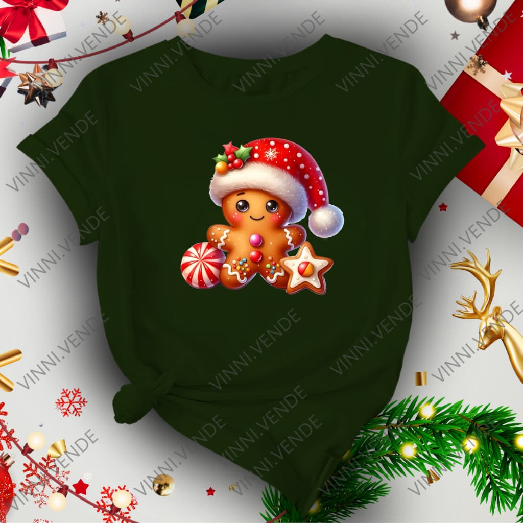 Camiseta Biscoito De Natal Fofinho Blusinha Estampada 100% Algodão Leve