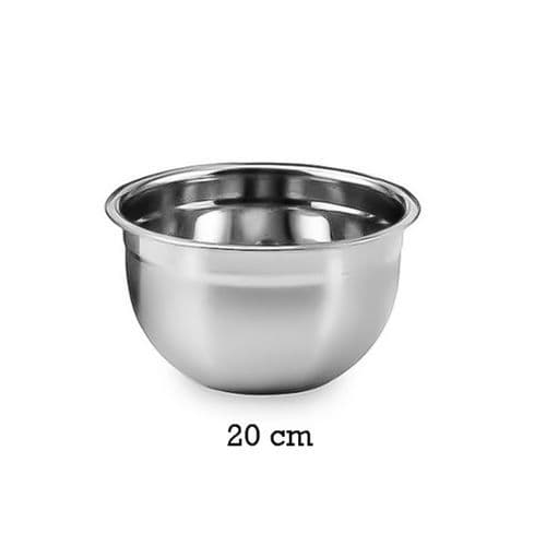 Tigela Inox 20cm Multiuso Fundo Redondo Resistencia Profissional Utensilio Cozinha Borda Reforcada