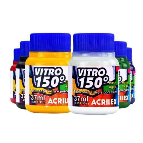 Tinta Vitro 150° Acrilex 37ml | Para Vidro, Porcelana  e Cerâmica | Uso em Forno Convencional | Cores Diversas – Unidade