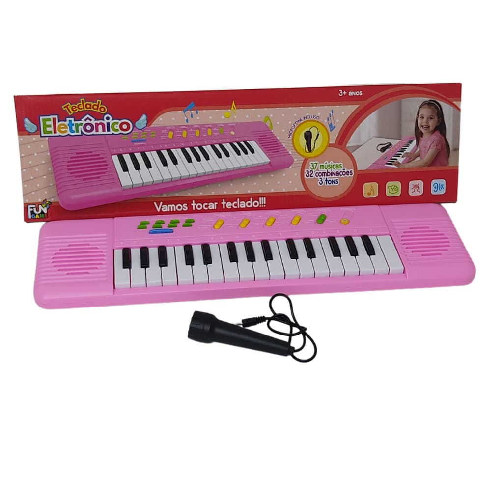 Teclado Com Microfone Piano Infantil Brinquedo Musical