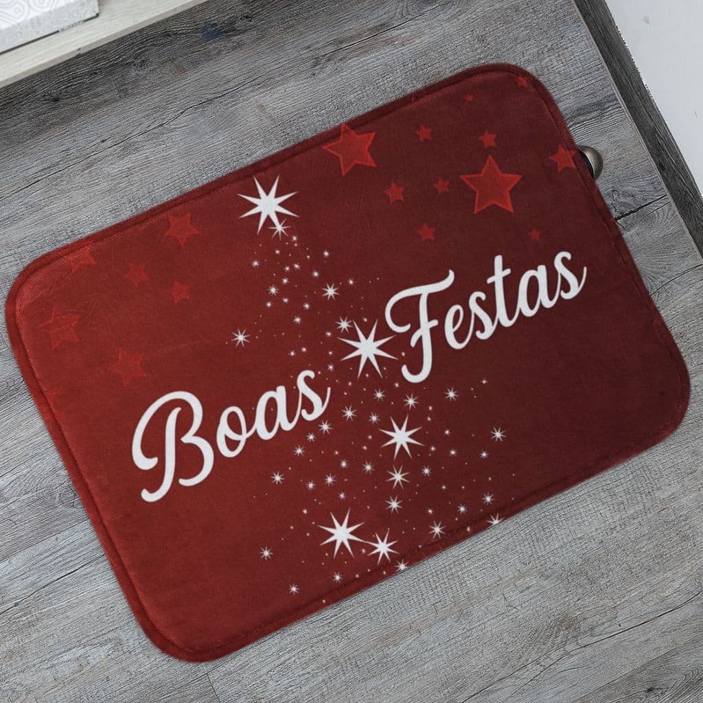 Tapete Porta de Entrada Natalino Boas Festas 55x35 Não Desliza 6686