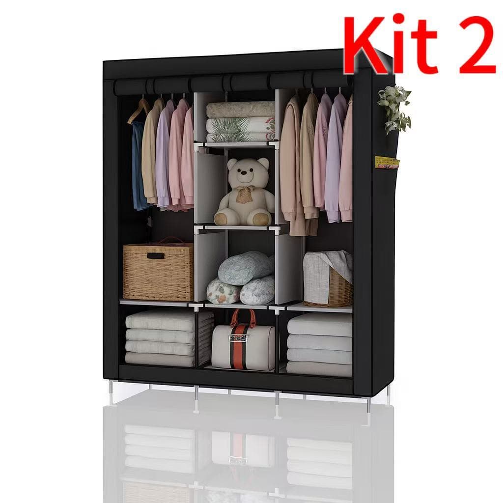 Guarda Roupa Dobravel Solteiro Casal Portatil Colorido Arara Cabide Moderno Organizador