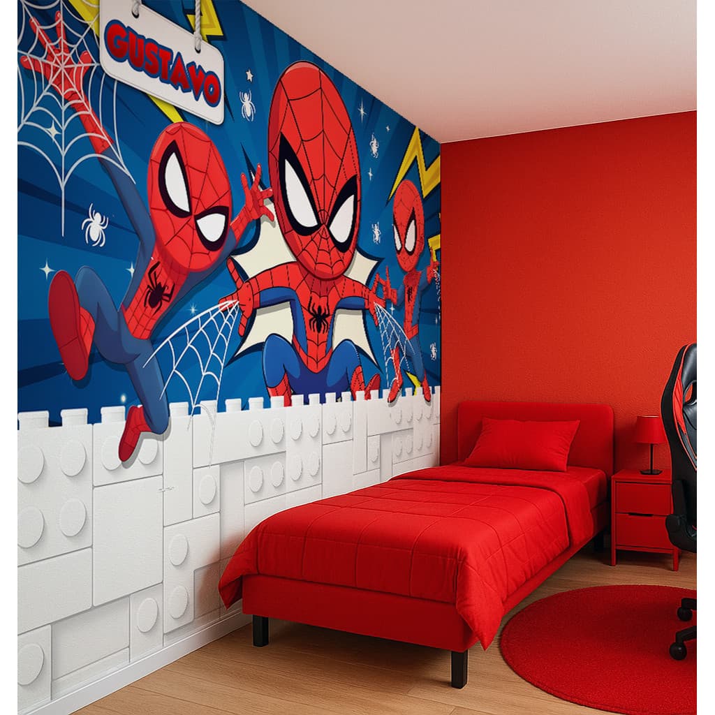 Papel de Parede Tema Homem Aranha Marvel Heróis + Nome