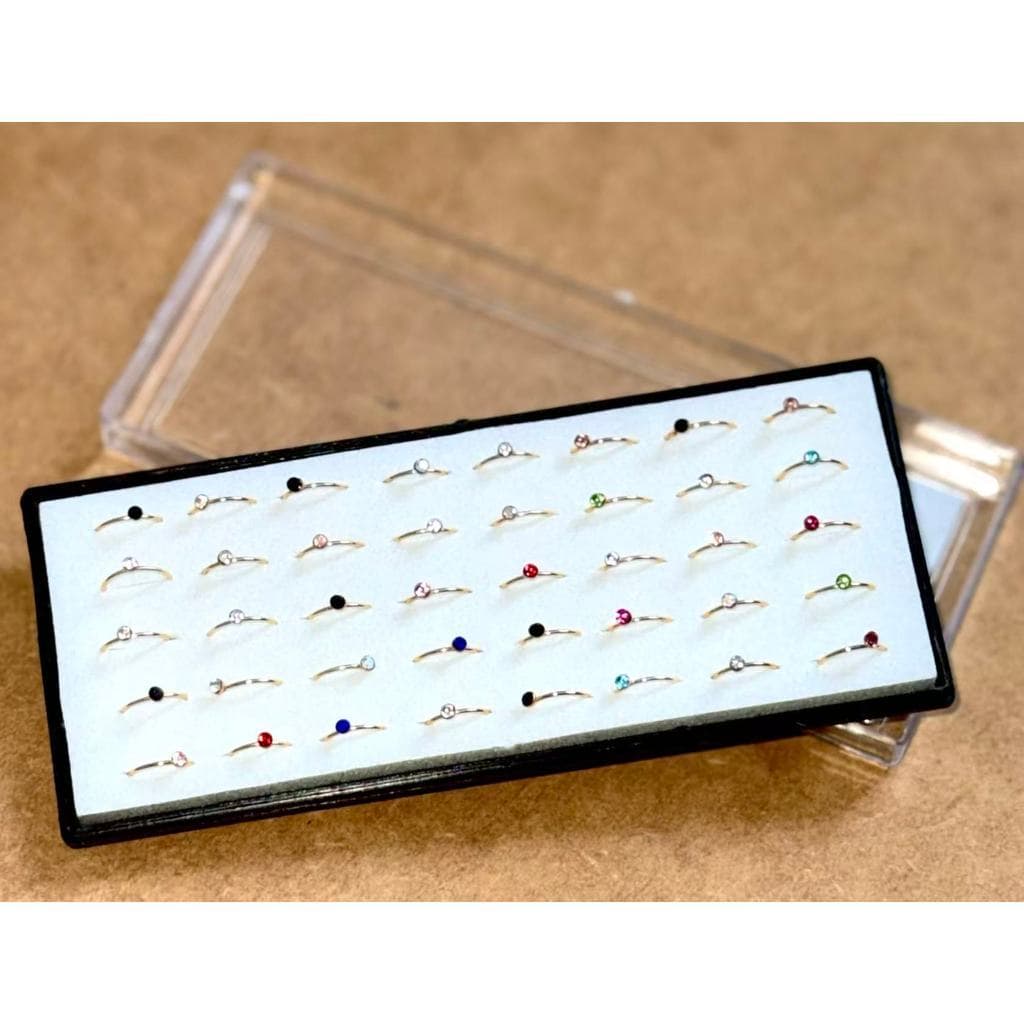 Piercing Falso de Nariz com Strass - 40 Peças de Argola, Caixa Completa