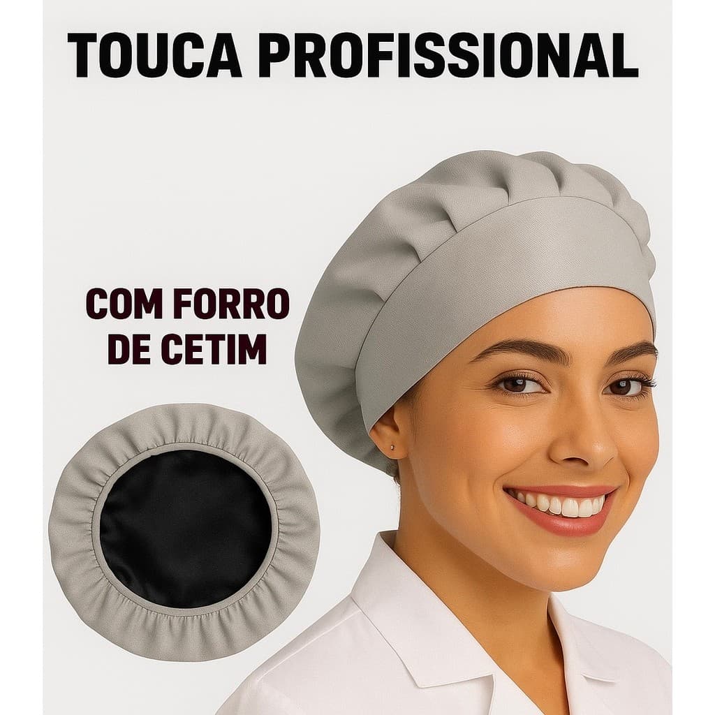 Touca de Enfermagem Forrada com Cetim Profissional Estética | Cozinha Com elástico