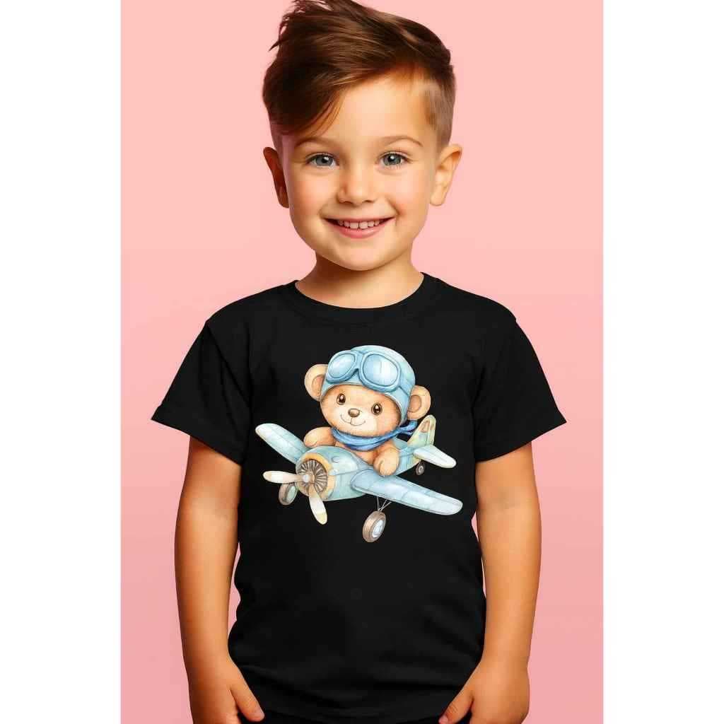 Camiseta Infantil Ursinho Masculino  Aviador – Estilo e Diversão nas Alturas