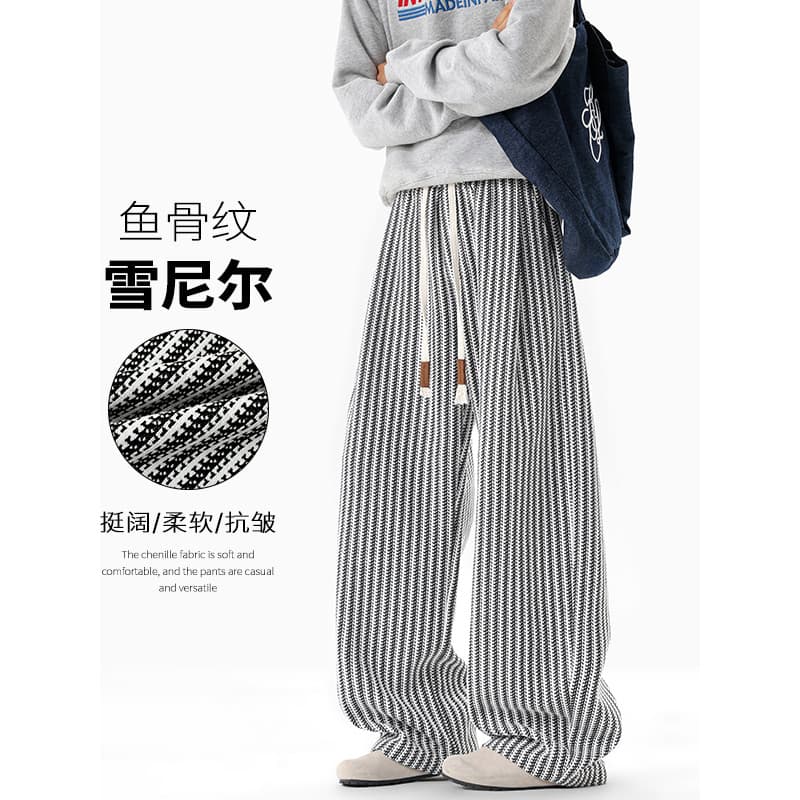 Corvo padrão calças casuais masculinas primavera outono em linha reta solta 420g moletom pesado na moda estilo americano